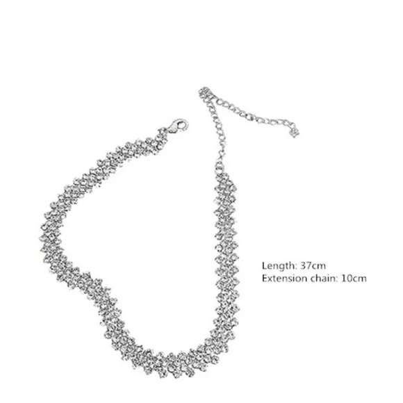 🌟 Full Rhinestone Silver Choker Necklace - Picture 3 of 4